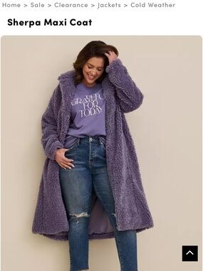 Torrid purple Sherpa maxi coat in size M/L. Brand new with tags.